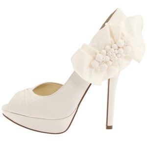 Nina Neva Satin 3/4 Platform Wedding Pumps